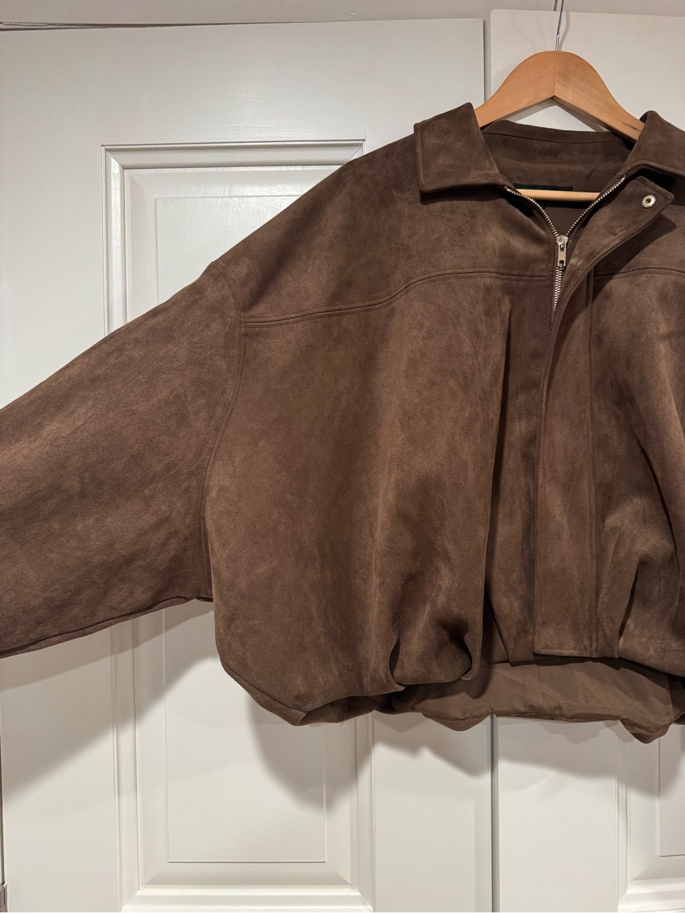 Zara Dark Brown Suede Effect Bomber Jacket - Picture 4 of 8